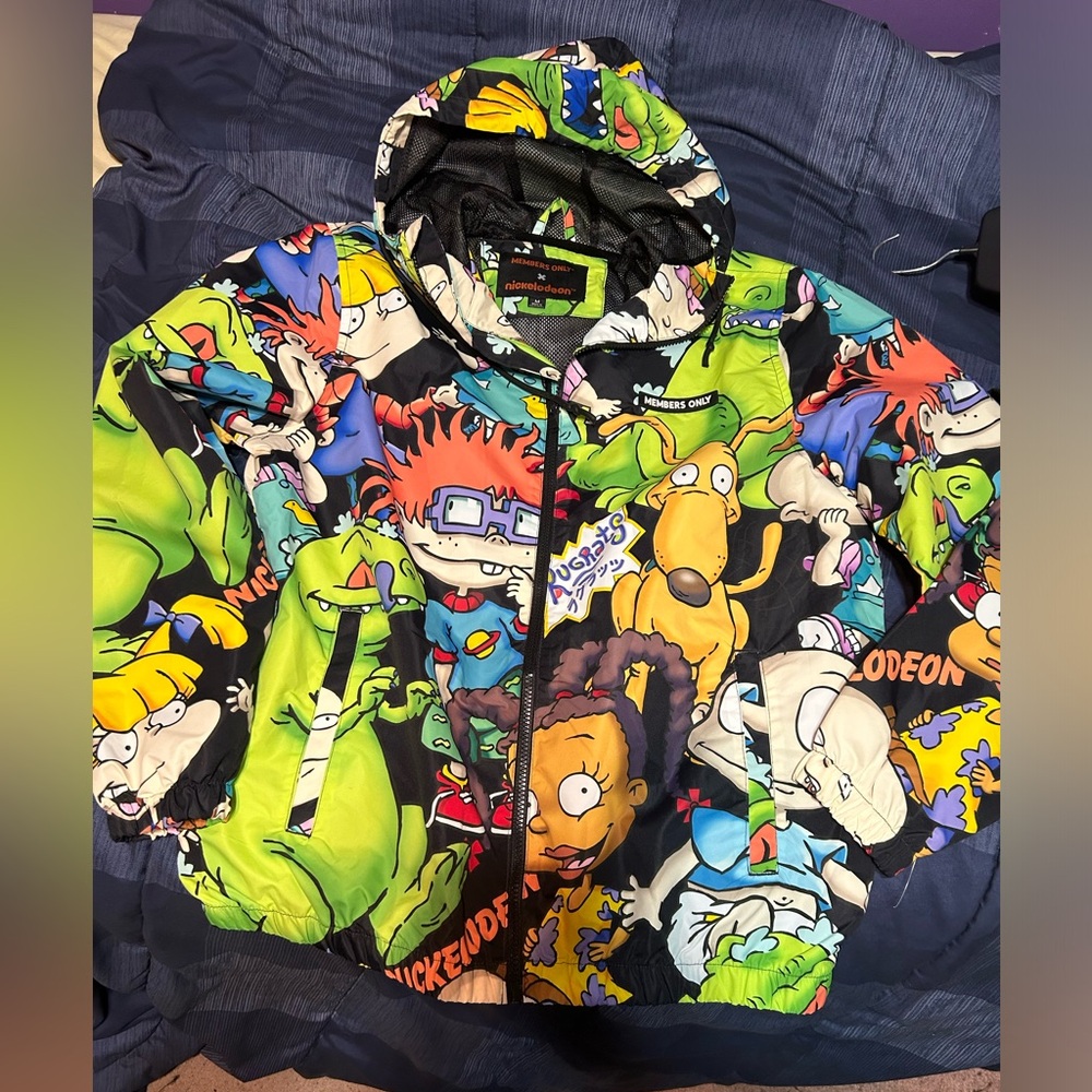 Rugrats men’s rain coat! Members only/Nickelodeon! LIKE NEW